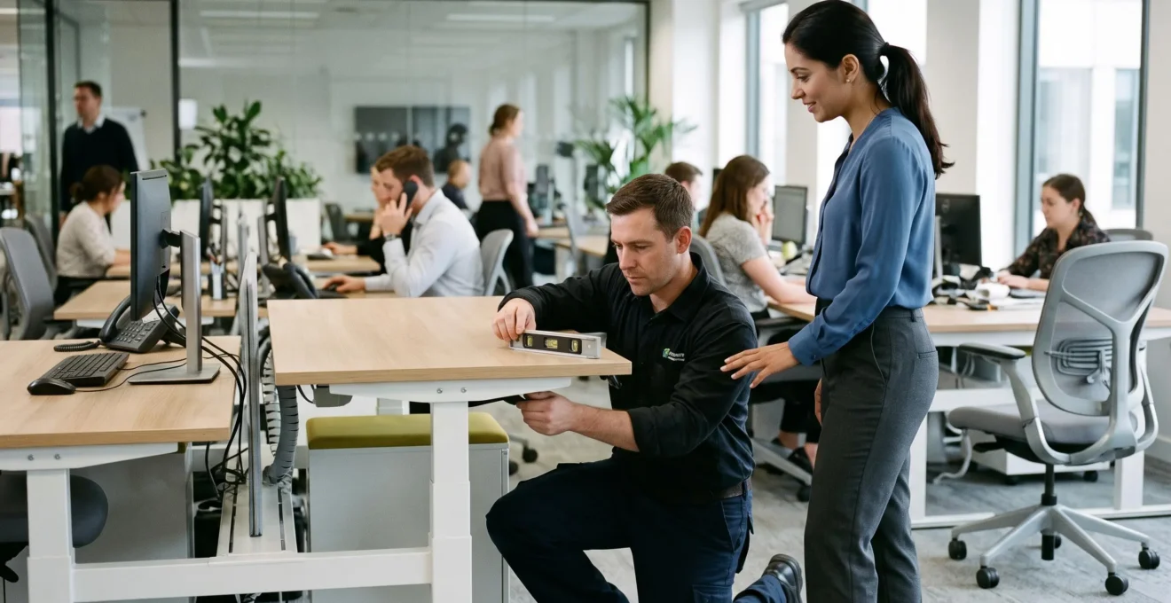 Installation d'un bureau ergonomique sans perturber l'activité des employés.